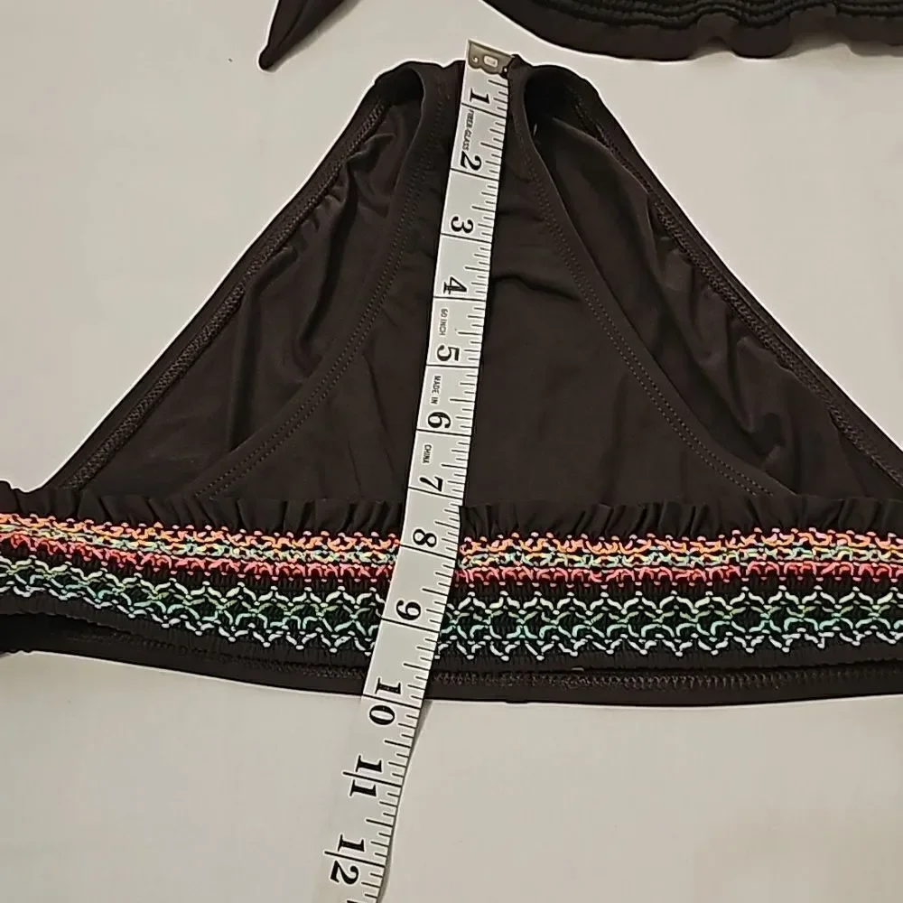 La Blanca high waist bikini with colorful printed band size 8/10‎